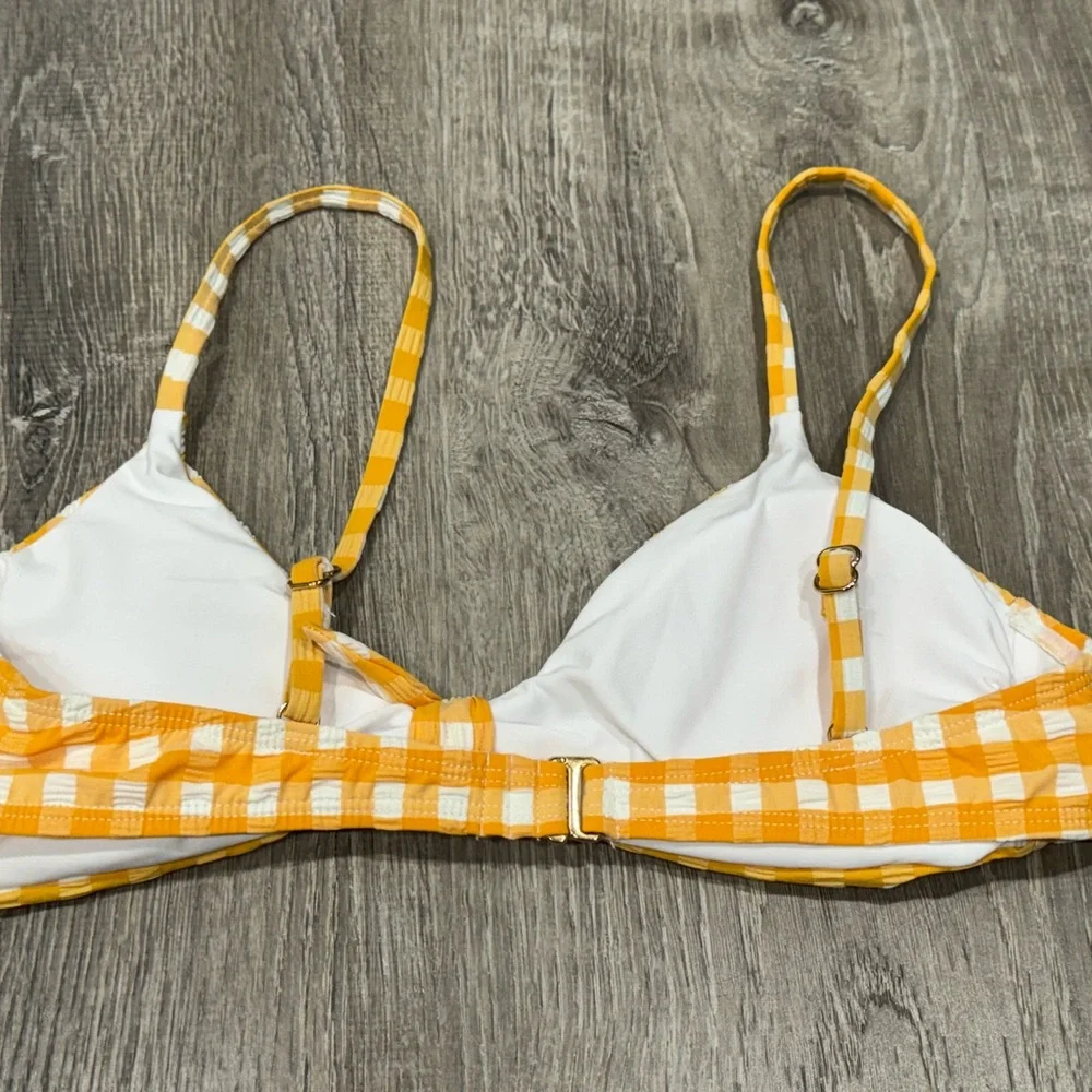 Gianni Bini Swimsuit Bikini Top M Yellow Checkered OC12